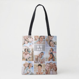 Bolsa Tote Colagem de Fotos Monograma Imagem