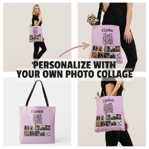 Bolsa Tote Colagem de Fotos Nome Melhor Mãe do Mundo Presente