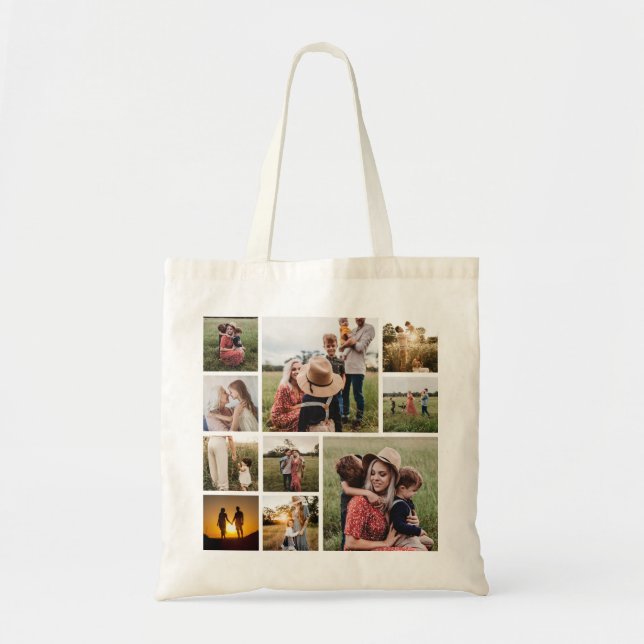 Bolsa Tote Colagem de Fotos Personalizada da Família (Frente)