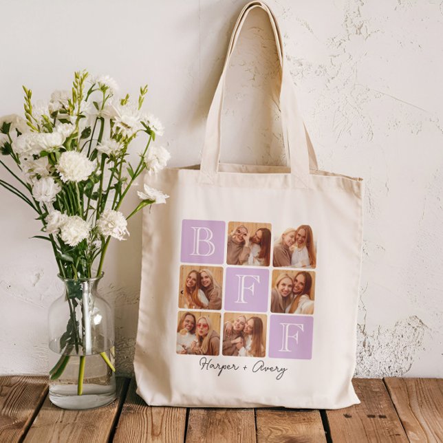 Bolsa Tote Colagem de Fotos Personalizada dos Melhores Amigos (Celebrate your unbreakable bond with this "Best Friends Forever" photo tote bag! )