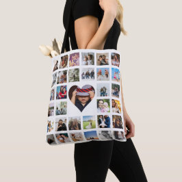Bolsa Tote Colagem de Fotos Personalizada Exclusiva 33 Coraçã