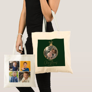 Bolsa Tote colagem de fotos personalizada Merry Christmas enf