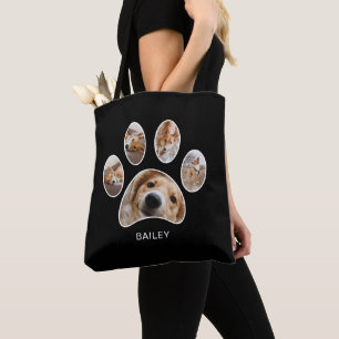 Bolsa Tote Colagem de Fotos Personalizadas com Pegada de Pata