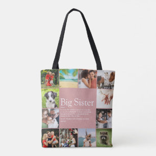 Bolsa Tote Colagem de Fotos Rosa de Definição de Irmã Diverti