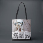 Bolsa Tote Colagem de Fotos Trendy 4 Preto Branco<br><div class="desc">Use quatro fotos quadradas para criar um presente exclusivo e pessoal. Ou você pode ficar com o filhote hipster e fazer uma moda. Se precisar ajustar as fotos,  clique na ferramenta personalizar para fazer alterações.</div>