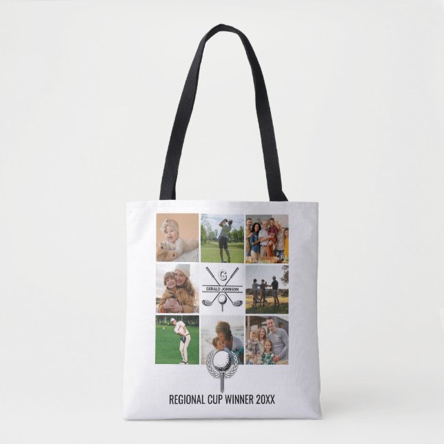 Bolsa Tote Colagem de Golfe Personalizada com Design de Monog (Frente)