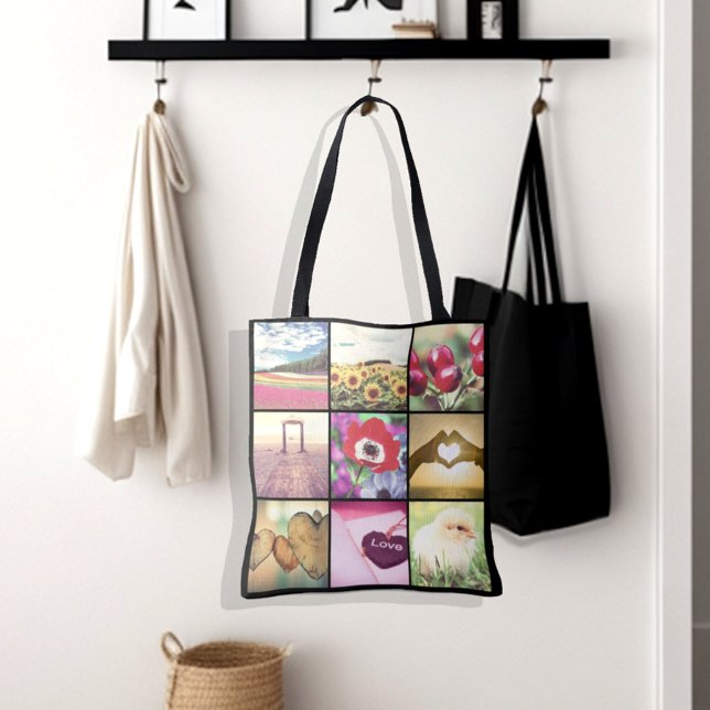 Bolsa Tote Colagem de imagens de instagram personalizadas (Photo grid mosaic tote bag)
