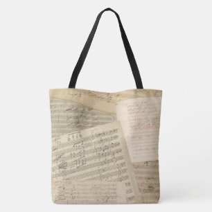 Bolsa Tote Colagem de Manuscritos de Música Beethoven