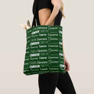 Bolsa Tote Colagem de Nome Personalizado Verde Legal