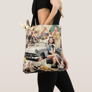 Bolsa Tote Colagem de Raparigas Retro 1950S