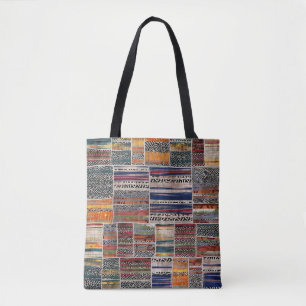 Bolsa Tote Colagem de retalhos: padrão de colcha mista.