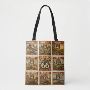 Bolsa Tote Colagem de Selo de Lembrança da Rota 66 Arte de Vi