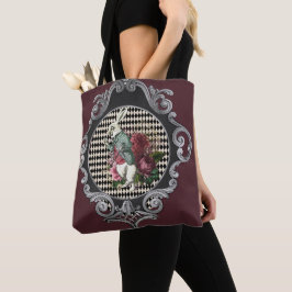 Bolsa Tote Colagem do coelho branco da estrutura do rico