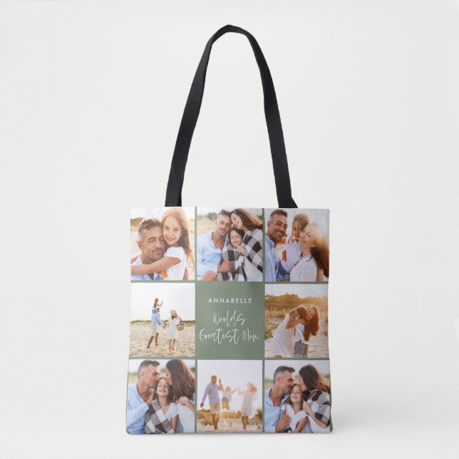 Bolsa Tote Colagem fotográfica - dia de as mães verde-feminin (Frente)