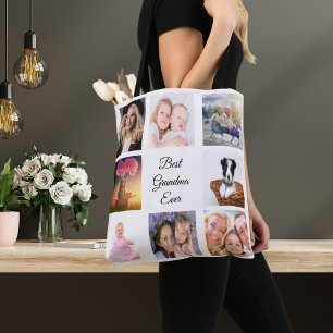 Bolsa Tote Colagem fotográfica melhor avó de vovó branca