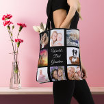 Bolsa Tote Colagem fotográfica: melhor vovó do mundo negro<br><div class="desc">Um presente para sua avó celebrando sua vida com uma colagem de 8 fotos. Texto branco: A melhor avó do mundo. Use a foto dela, filhos, netos, marido, animais de estimação, amigos, seu destino de viagem dos sonhos. Um fundo preto chic. Perfeito como presente de Dia de as mães ou...</div>