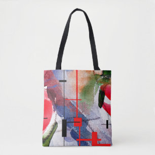 Bolsa Tote colagem, meios mistos e aguarela da arte abstracta