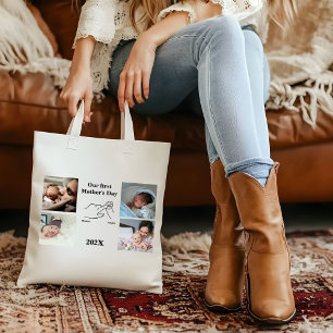 Bolsa Tote Colagem Personalizada de Fotografias do Primeiro D
