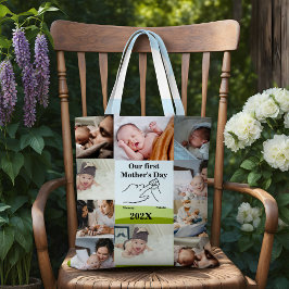 Bolsa Tote Colagem Personalizada de Fotografias do Primeiro D