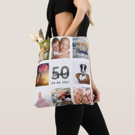 Bolsa Tote Colagem personalizada de fotos de 50 anos, mulher 