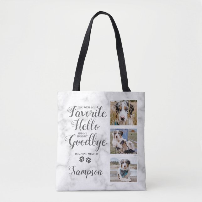 Bolsa Tote Colagem Personalizada de Fotos do Memorial Pet  (Frente)