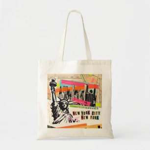 Bolsa Tote Colagem Pop Art Revista Paisagem Urbana de Nova Yo