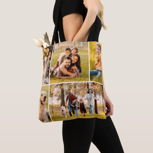 Bolsa Tote Colagem Simples de 5 Fotos (Close Up)