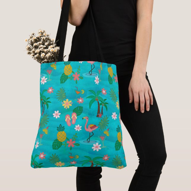 Bolsa Tote Colagem tropical (Close Up)