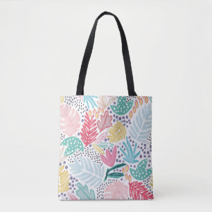 Bolsa Tote Colagem tropical colorida sacola modelada