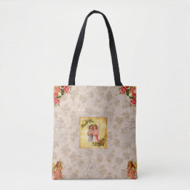 Bolsa Tote Colagem Vintage Retro com rendas e flores