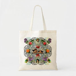 Bolsa Tote Colagem Vintage Retro com rendas e flores