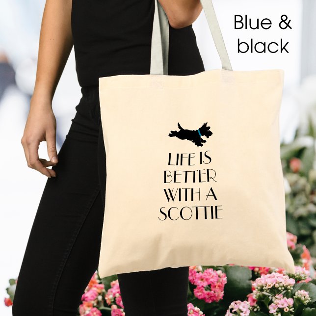 Bolsa Tote Colar Azul de Cachorro Escocês Personalizado (Criador carregado)