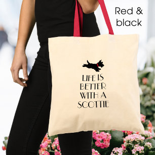 Bolsa Tote Colar Vermelho de Cachorro Scottie Personalizado