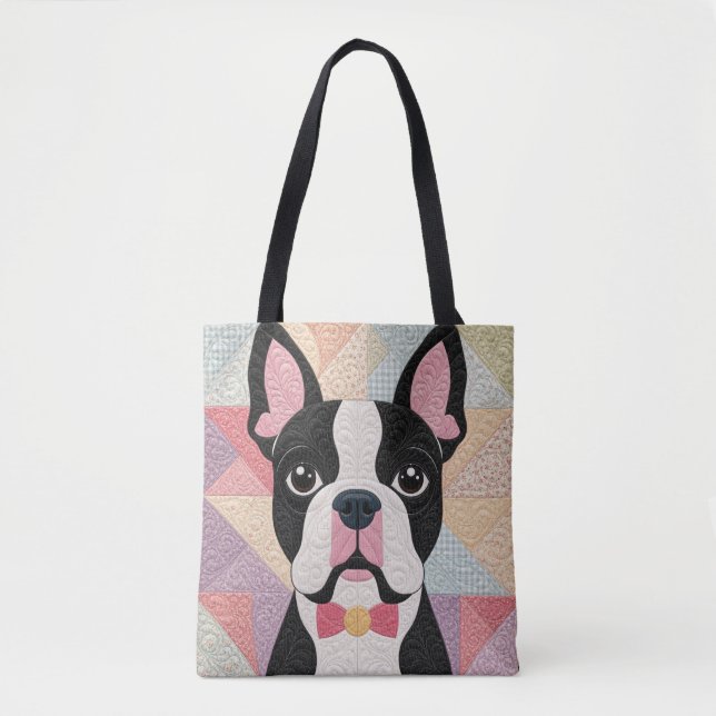 Bolsa Tote Colcha de Boston Terrier (Frente)