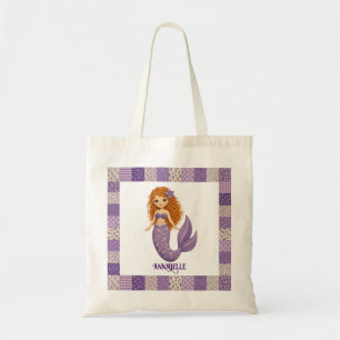 Bolsa Tote Colcha de Sereia Roxa Bonita Personalizar