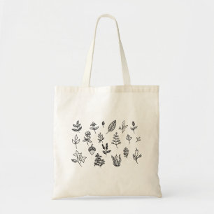 Bolsa Tote Coleção de Arte Botânica Minimalista em Linhas