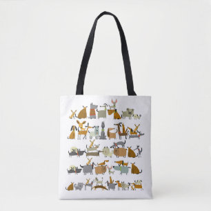 Bolsa Tote Coleção de cães bonitos, esboço, ilustração