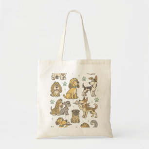 Bolsa Tote Coleção de Clipart de Cachorros de Desenho Animado