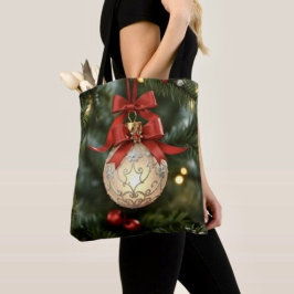 Bolsa Tote Coleção de Enfeites de Natal Elegantes com Laço Ve
