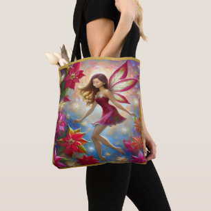 Bolsa Tote Coleção de Fadas de Natal - Cabelo castanho averme