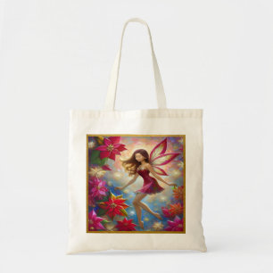 Bolsa Tote Coleção de Fadas de Natal - Cabelo castanho averme