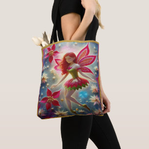 Bolsa Tote Coleção de Fadas de Natal - Cabelo Vermelho