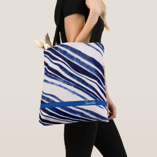 Bolsa Tote Coleção de faixas populares de barcos azuis Marinh