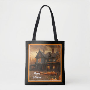 Bolsa Tote Coleção de Halloween de Pumpkin House Spooky