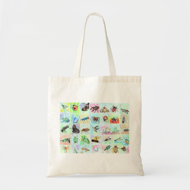 Bolsa Tote Coleção de Insetos em Aquarela (Frente)