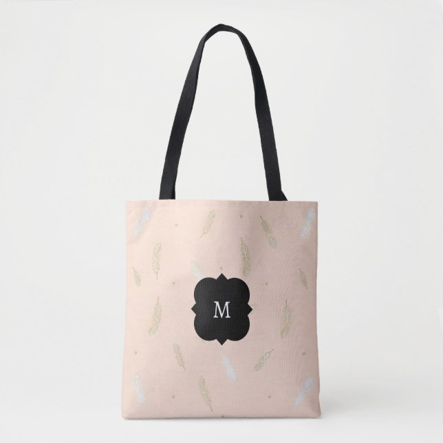 Bolsa Tote Coleção de Luxo Boho Modern Feathers (Frente)