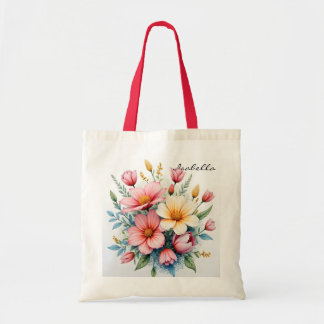 Bolsa Tote Coleção de Luxo Flores Silvestres Bonitas e Na Mod