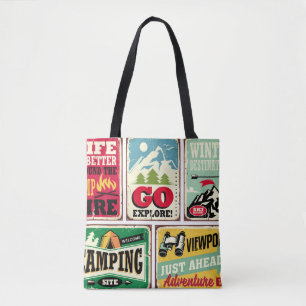 Bolsa Tote Coleção de sinais retrorreflectores de caminhada e