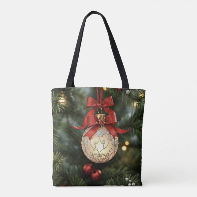 Bolsa Tote Coleção Elegante de Enfeites de natal com Arco Ver (Verso)