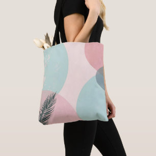 Bolsa Tote Coleção Moderna Abstrata Rosa Bege Menta